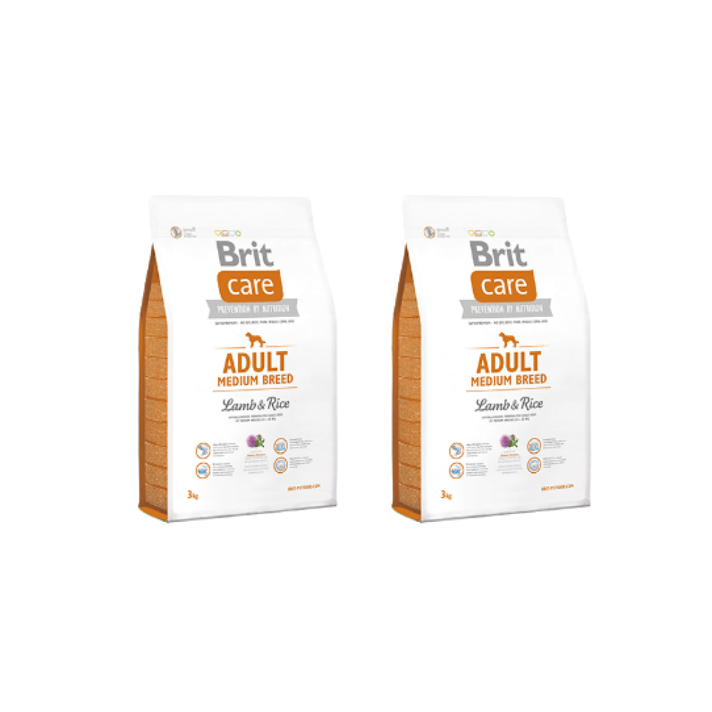 Pakiet Brit Care Lamb & Rice Jagnięcina & Ryż Adult Medium Breed Kama Dla Dorosłych Psów Średnich Ras 2 x 3 kg