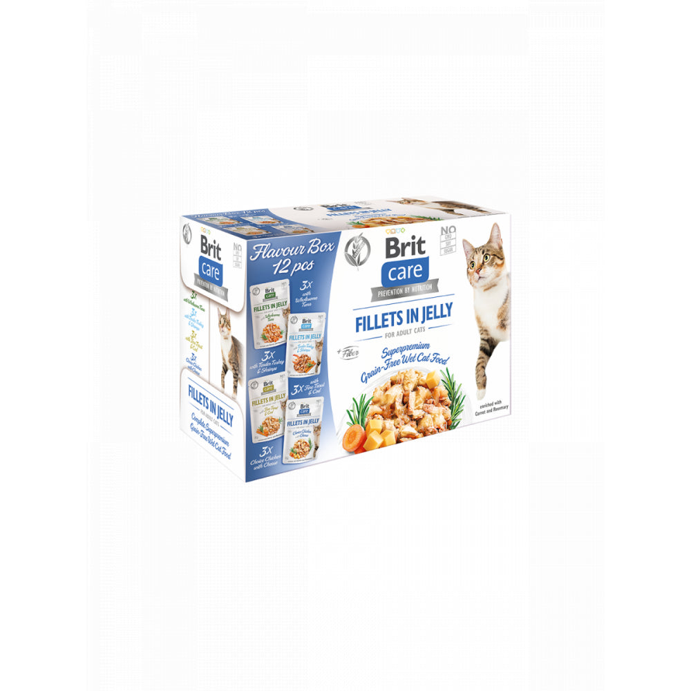 Brit Care Cat Fillets in Jelly Flavour Box Fileciki w Galaretce Mix Smaków 12x85 g