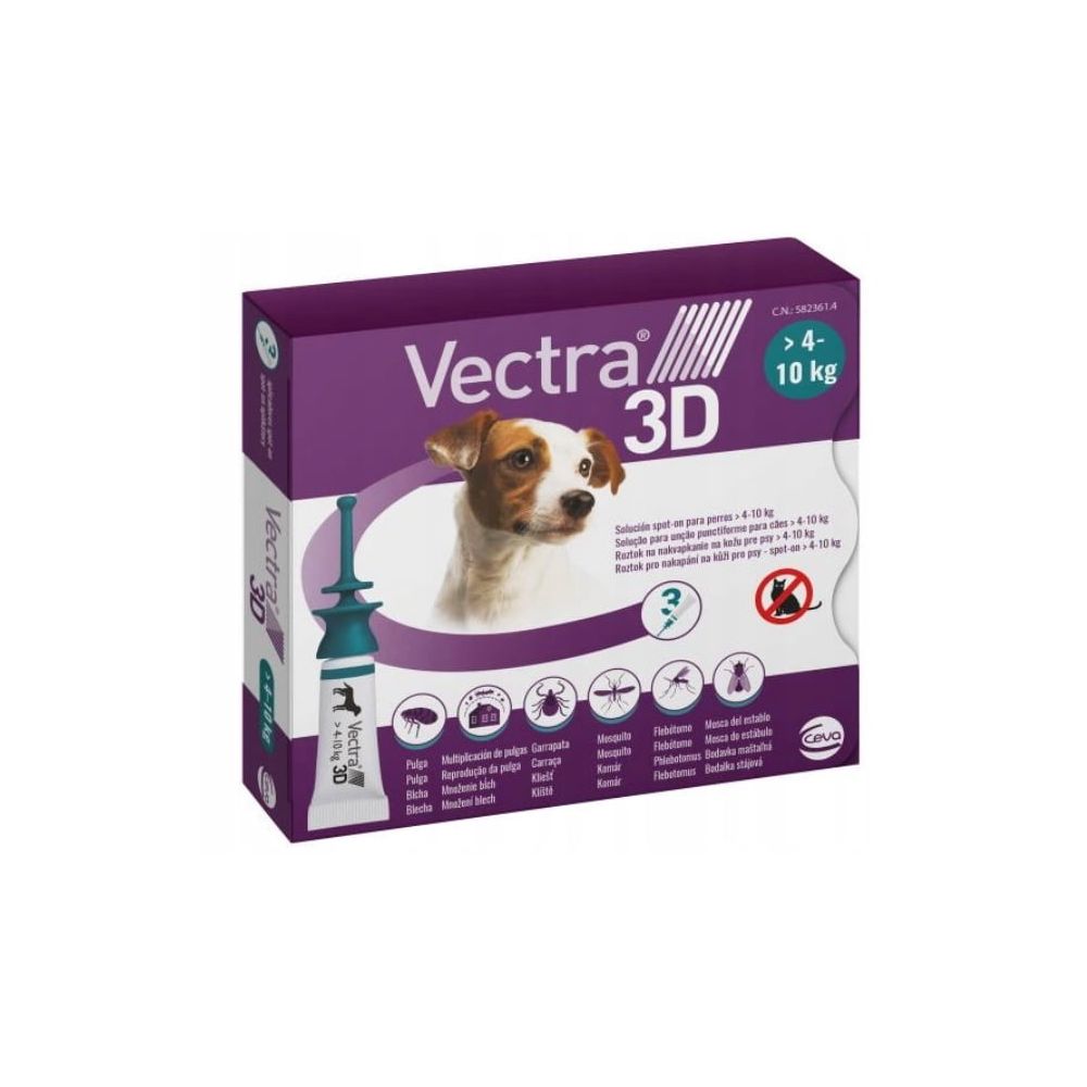 VECTRA 3D Roztwór dla psów 4-10kg na pchły i kleszcze