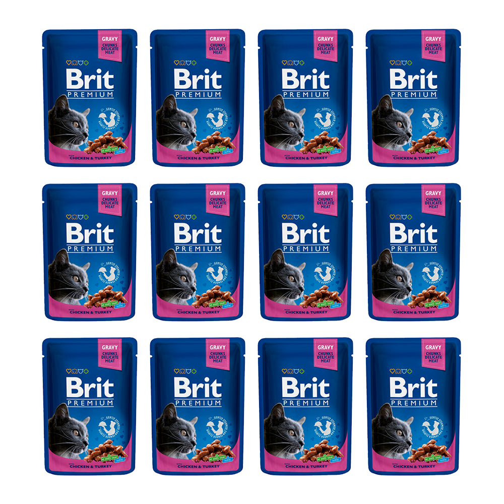 Pakiet Brit Premium Chicken & Turkey Kurczak Indyk Karma Dla Kota 12 x 100 g