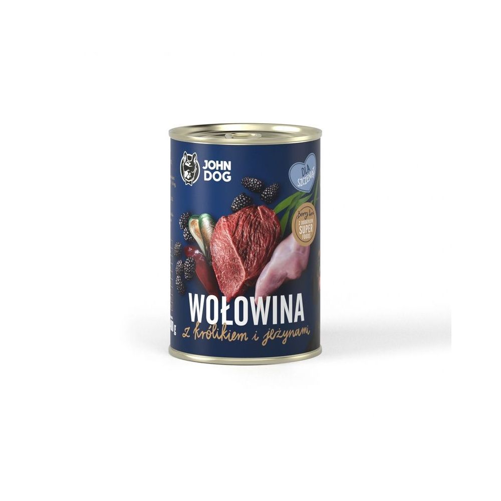 John Dog Berry Mokra Karma Dla Szczeniąt Wszystkich Ras Wołowina i Królik z Jeżynami 400 g