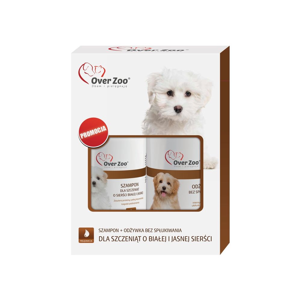 Over Zoo Dwupak Szampon Dla Szczeniąt Jasna I Biała Sierść + Odżywka Bez Spłukiwania