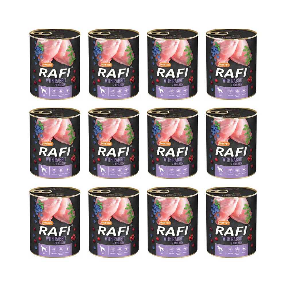 Pakiet Rafi Mokra Karma Dla Psa Królik, Borówka, Żurawina 12 x 800 g
