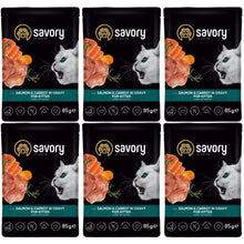 Pakiet Savory Cat Kittens Salmon&Carrots Gravy Karma Mokra Dla Kociąt z Łososiem i Marchewką w Sosie 6 x 85 g