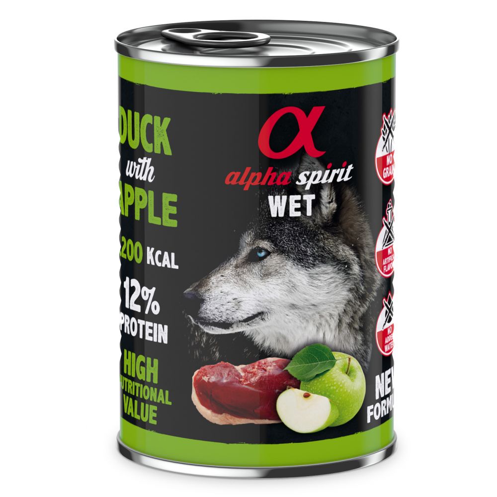 Alpha Spirit Mokra Karma Dla Dorosłych Psów Wszystkich Ras z Kaczką i Jabłkiem 400 g