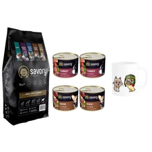 Pakiet Savory Dog Adult All Breeds Rabbit&Duck 12 kg + Mokra Karma 4 x 200 g i Kubek Gratis!
