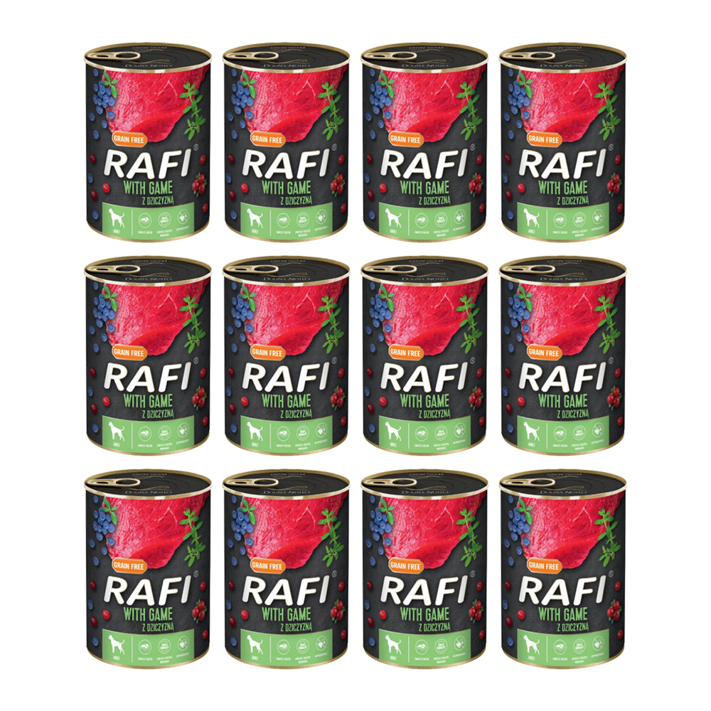 Pakiet Rafi Karma Dla Psa z Dziczyzną, Borówką i Żurawiną 12 x 800 G