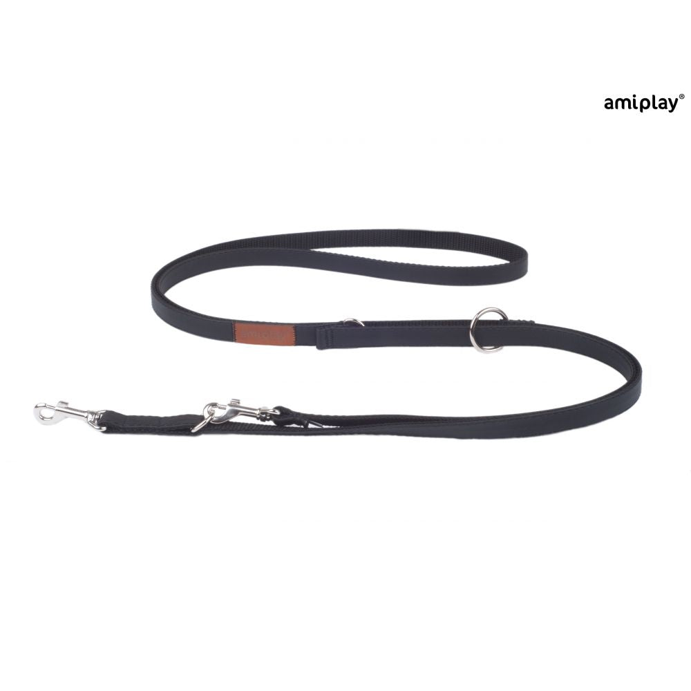 Amiplay Smycz 6 w 1 Lincoln Czarna 100 - 200 cm Rozmiar S