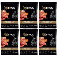 Pakiet Savory Cat Adult Sterilised Turkey&Carrots Jelly Karma Mokra Dla Kotów Po Sterylizacji i Kastracji z Indykiem i Marchewką w Galaretce 6 x 85 g