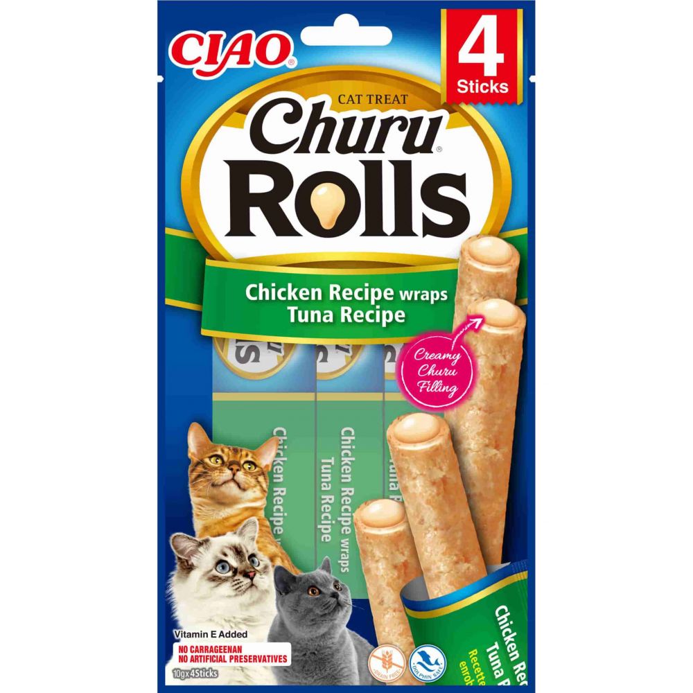 Inaba Cat Churu Rolls Kurczak z Tuńczykiem Przysmak Dla Kota 4 x 10 g