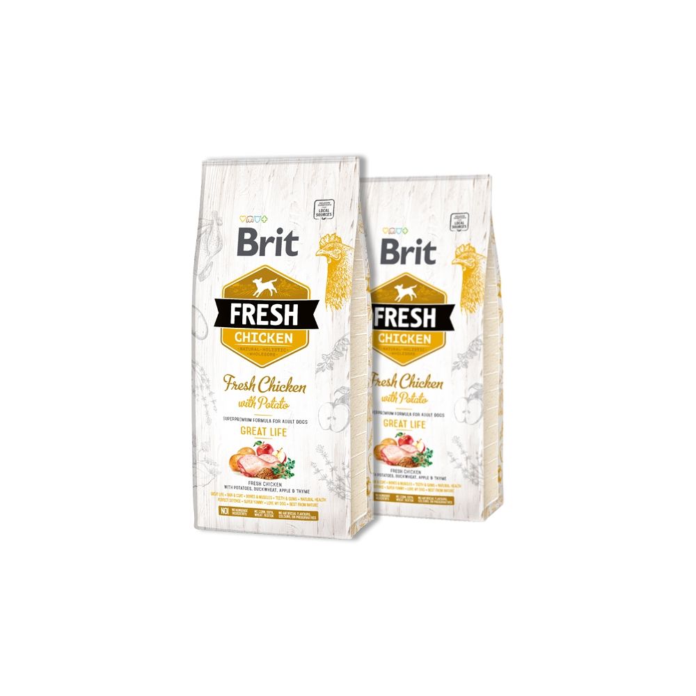 Pakiet Brit Fresh Chicken with Potato Kurczak Ziemniaki Karma Dla Psa 2 x 12 kg