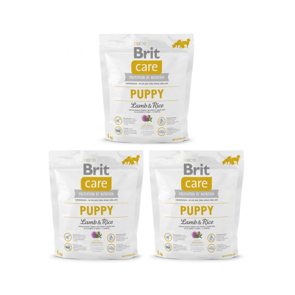 Pakiet Brit Care Lamb & Rice Jagnięcina & Ryż Puppy All Breed Karma Dla Szczeniąt Wszystkich Ras 3 x 1 kg