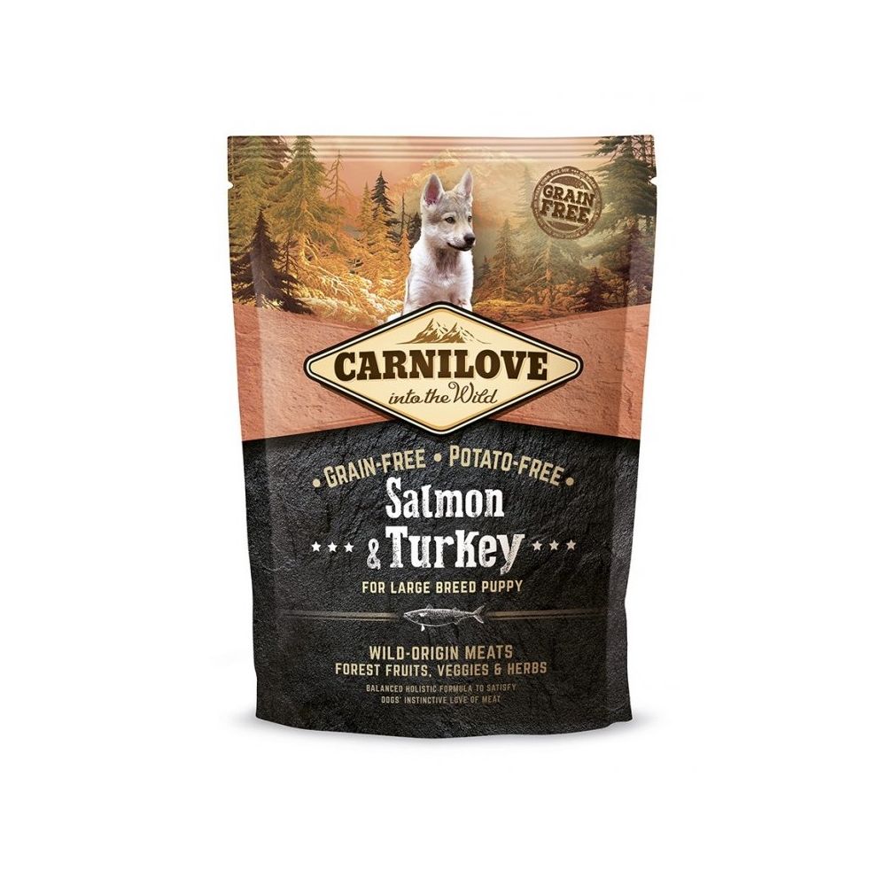 Brit Carnilove Salmon & Turkey Łosoś Indyk Bezzbożowa Large Breed Puppies Karma Dla Szczeniąt Dużych Ras 1,5 kg