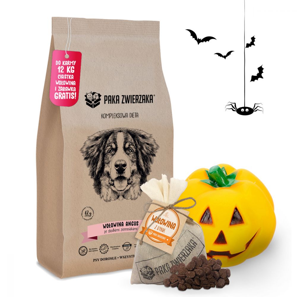 Pakiet Paka Zwierzaka Bezzbożowa Karma Dla Psa Wołowina Angus 12 kg + Zabawka, Przysmak GRATIS!