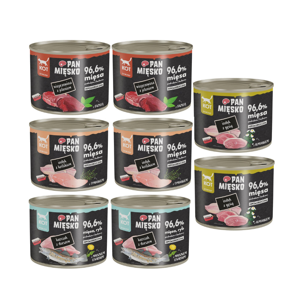 Pakiet Pan Mięsko Mokra Karma Dla Dorosłych Kotów Mix Smaków 8 x 200 g