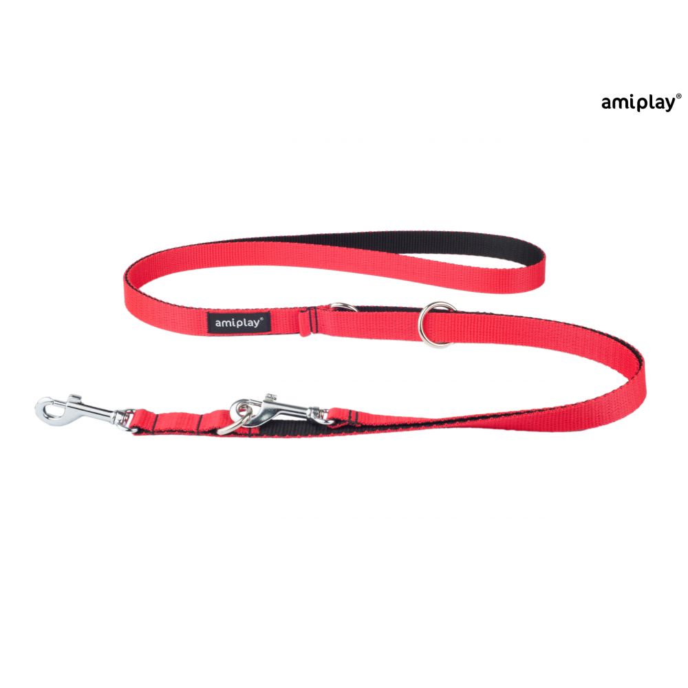Amiplay Smycz 6 w 1 Twist 100 - 200 cm Rozmiar S Czerwona