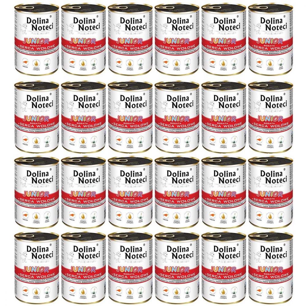 PAKIET FBA Dolina Noteci Premium Bogata w Serca Wołowe Junior 400 g X 24
