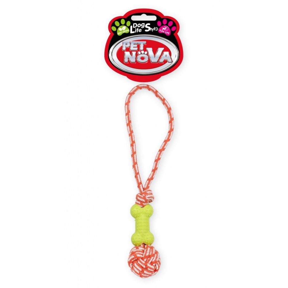 Pet Nova Dog Life Style Kość na Sznurze Żółta o Zapachu Mięty 40 cm
