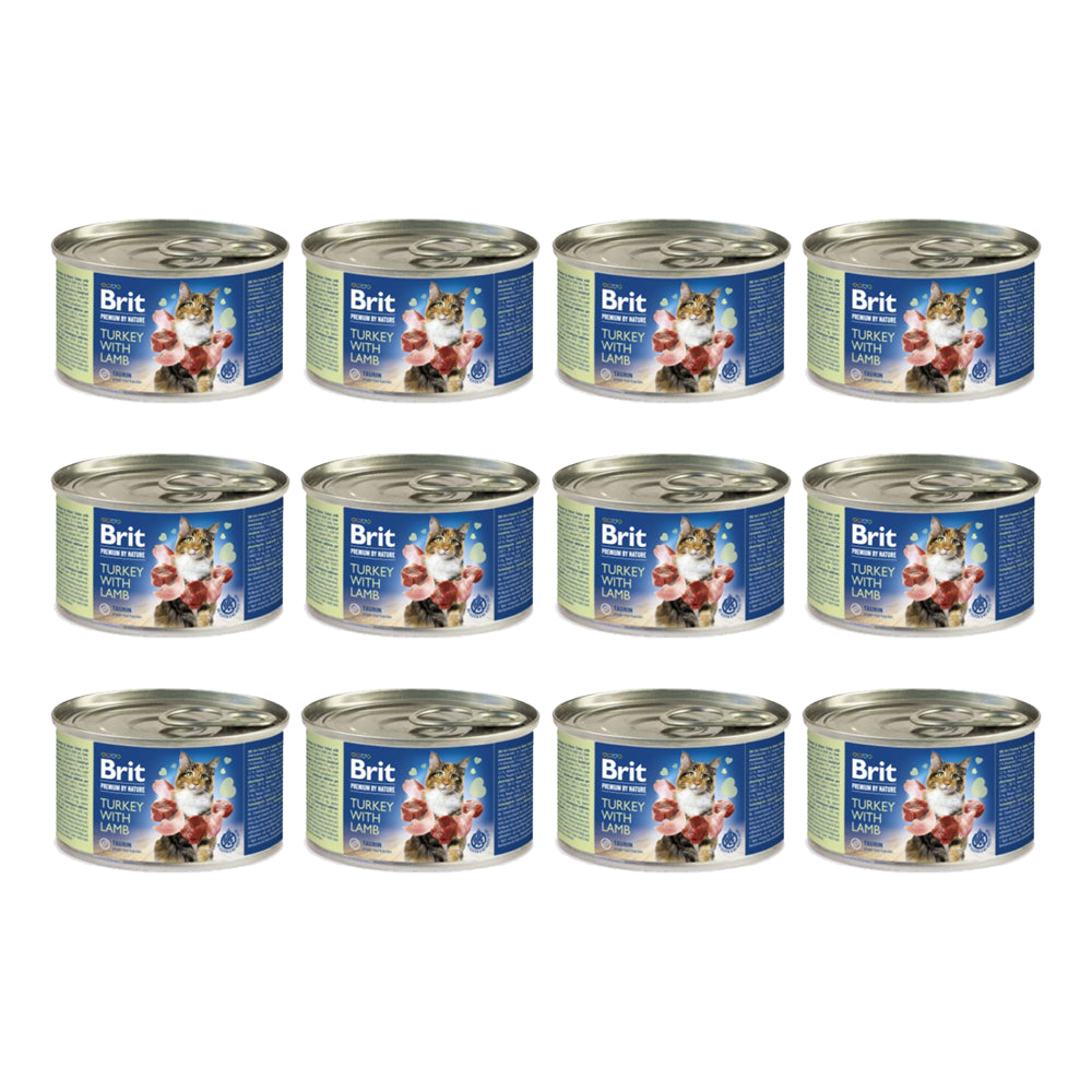 Pakiet Brit Premium by Nature Cat Turkey with Lamb Indyk Jagnięcina Pasztet Dla Kota 12 x 200 g