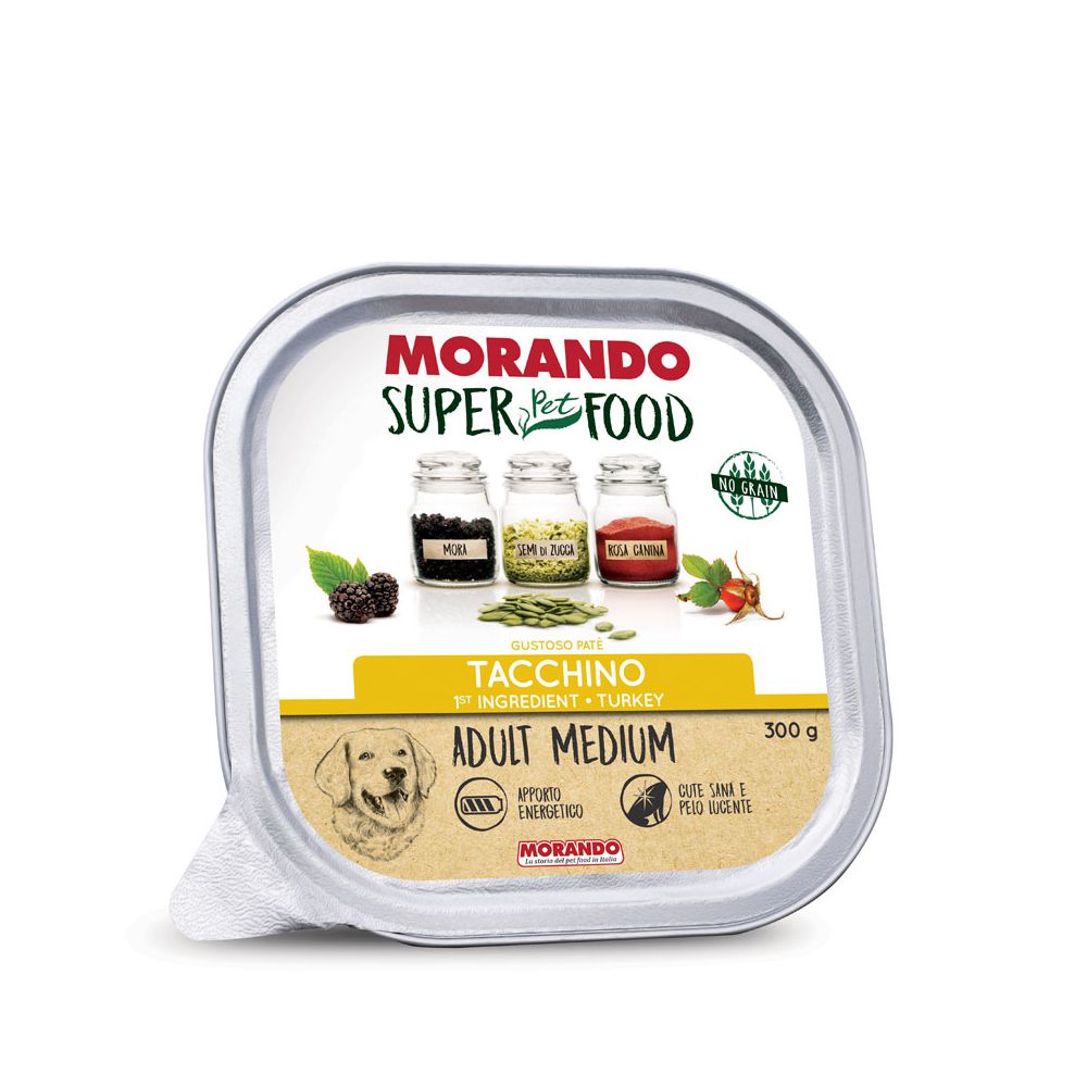 Morando Super Food Mokra Karma Dla Psów Ras Średnich Pasztet z Indykiem 300 g