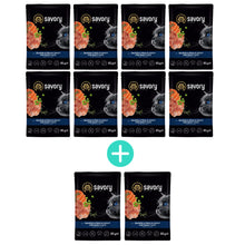 Pakiet Savory Cat Adult Salmon&Peas Gravy Karma Mokra Dla Dorosłych Kotów z Łososiem i Groszkiem w Sosie 8 x 85 g + 2 Saszetki GRATIS!