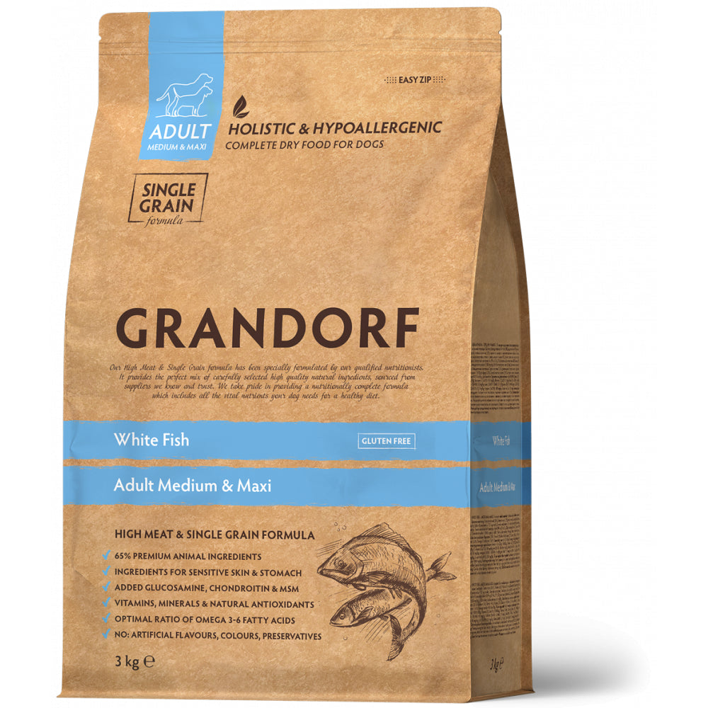 Grandorf White Fish Adult Medium&Maxi Breed Sucha Karma Dla Dorosłych Psów Średnich i Dużych Ras 3 kg