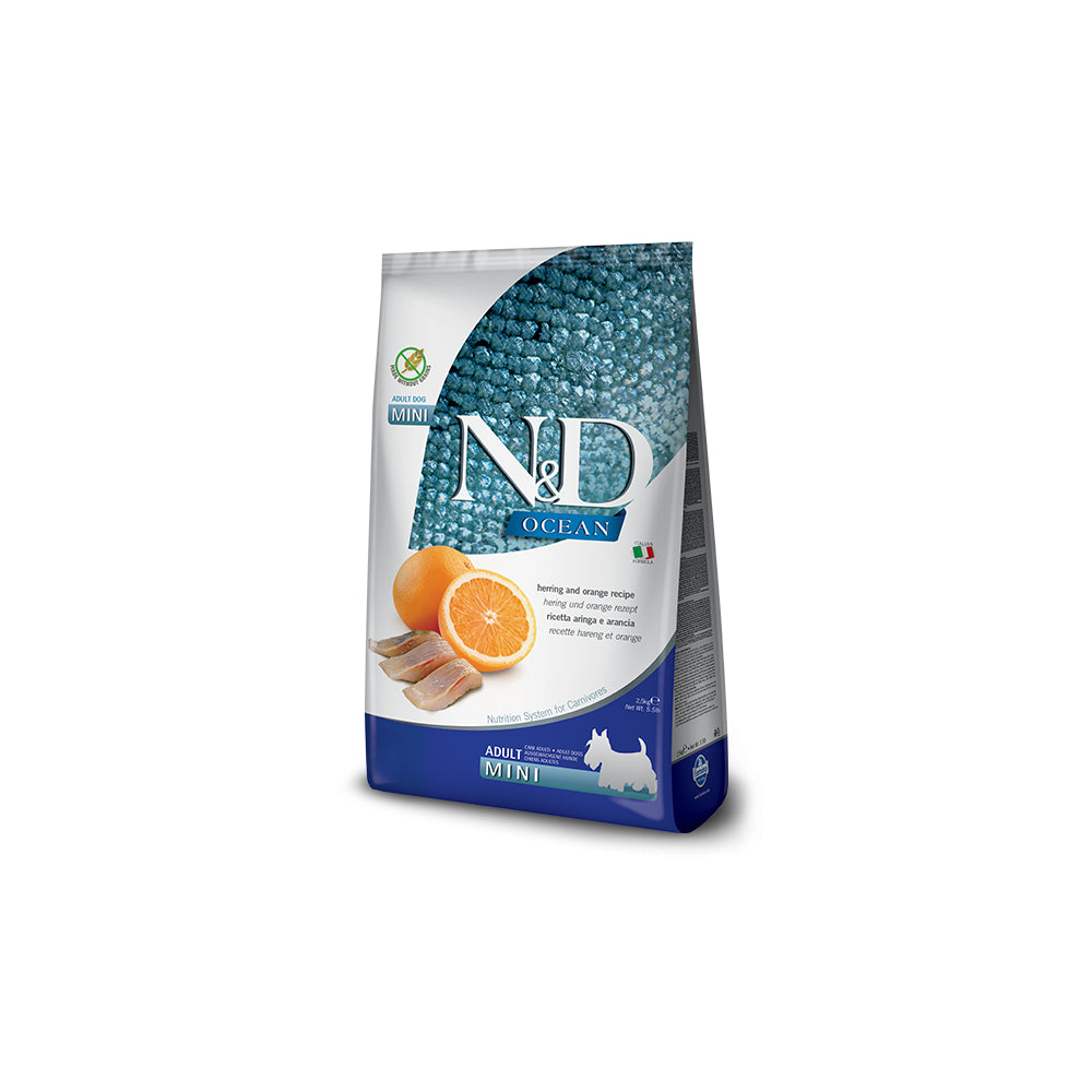 Farmina N&D Dog Ocean Herring & Orange Adult Mini Sucha Karma Dla Dorosłych Psów Małych Ras Śledź z Pomarańczą 800 g