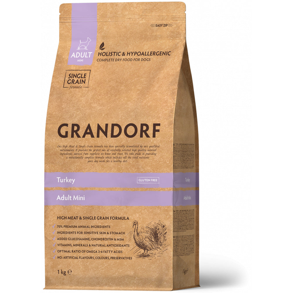 Grandorf Turkey Adult Mini Breed Sucha Karma Dla Dorosłych Psów Małych Ras z Indykiem 1 kg