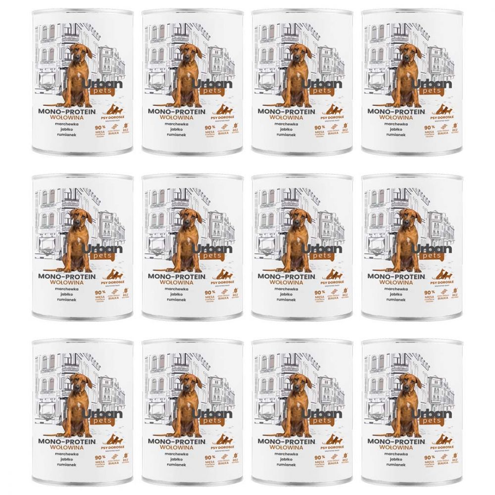 Pakiet Over Zoo Urban Pets Mono Protein Mokra Karma Dla Dorosłych Psów Wszystkich Ras Z Wołowiną 12 x 400 g