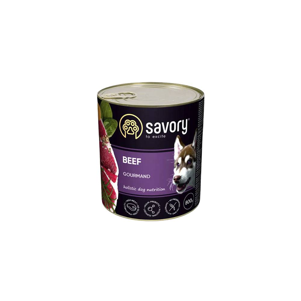 Savory Dog Adult Mono Beef Karma Mokra Monoproteinowa Dla Dorosłych Psów Wszystkich Ras z Wołowiną 800 g
