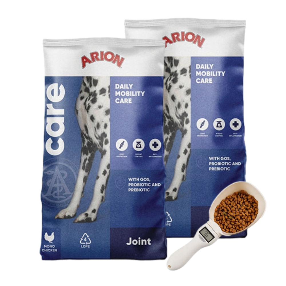 Pakiet Arion Care Joint Sucha Karma Dla Dorosłych Psów Wspomagająca Stawy Z Kurczakiem 2 x 12 kg + Miarka z wagą do pokarmu GRATIS!