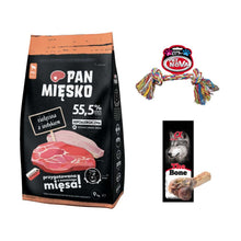 Pakiet Pan Mięsko Karma Sucha Dla Dorosłych Psów Cielęcina Z Indykiem Rozmiar M 9 kg + Zabawka, Kość GRATIS!
