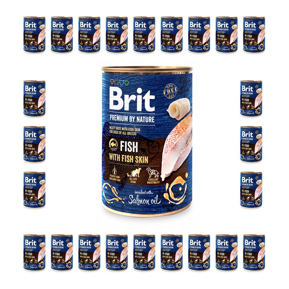 Pakiet Brit Premium By Nature Fish with Fish Skin Ryba Mokra Karma Dla Psa 24 x 400 g
