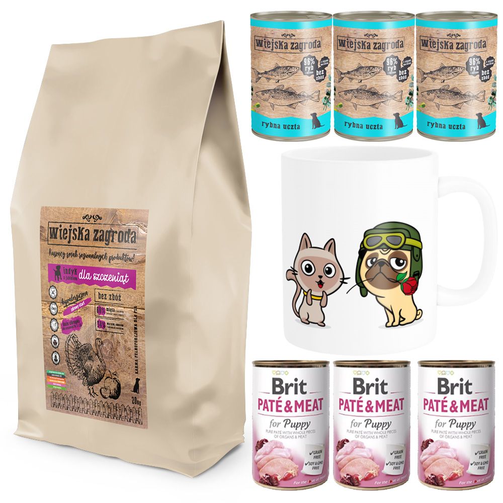 Pakiet Wiejska Zagroda Indyk z Jabłkiem dla Szczeniąt Dużych Ras 20 kg + 7 GRATISÓW