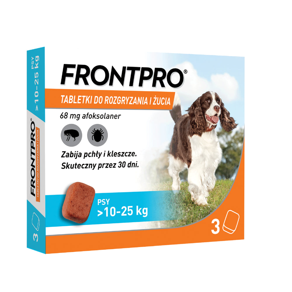 Frontpro Tabletki Dla Psów Na Pchły i Kleszcze 10-25 kg 68 mg 3 Tabletki