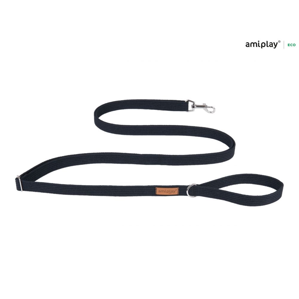 Amiplay Smycz Easy Fix Cotton Czarna 160 - 300 cm Rozmiar XL