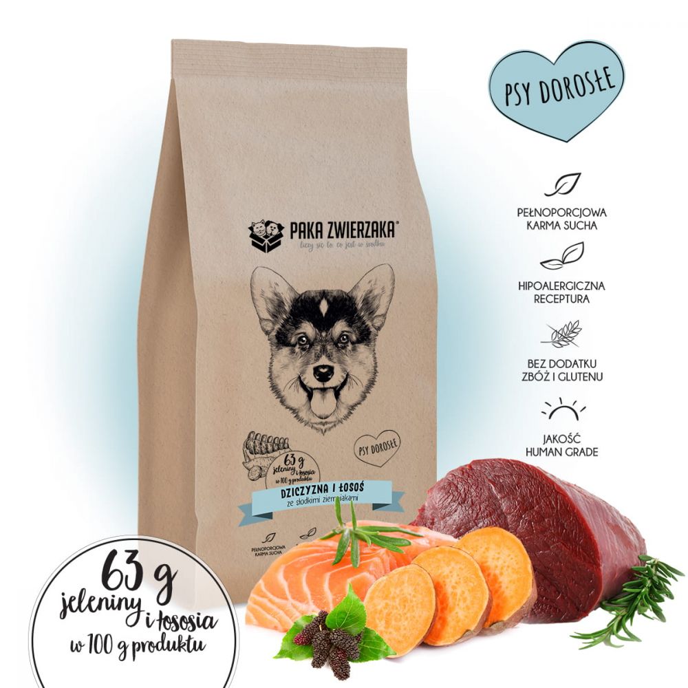 Paka Zwierzaka Bezzbożowa Karma Dla Psa Dziczyzna Łosoś 9 kg