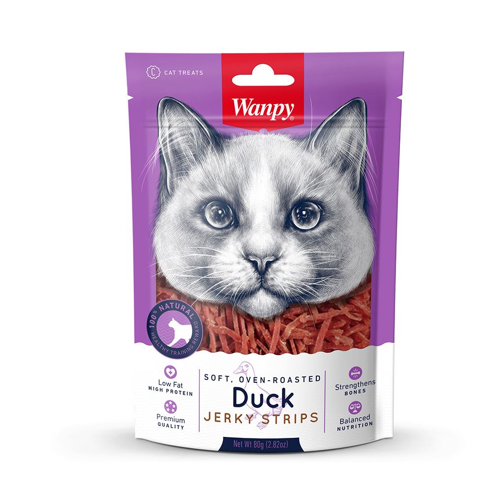 Wanpy Duck Jerky Strips Kawałki Kaczki Przekąska Dla Kota 80 g