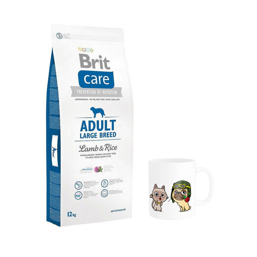 Pakiet Brit Care Lamb & Rice Jagnięcina Adult Large Breed Karma Dla Dorosłych Psów Dużych Ras 12 kg + Kubek z Twoim Pupilem !
