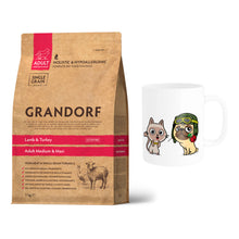 Pakiet Grandorf Lamb Turkey Adult Medium Maxi Breed Sucha Karma Dla Dorosłych Psów Średnich i Dużych Ras z Jagnięciną i Indykiem 3 kg + Kubek z Twoim Pupilem GRATIS!