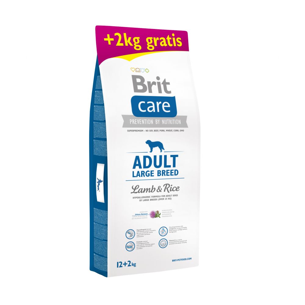Brit Care Lamb &Rice Jagnięcina Aadult Large Breed Karma Dla Dorosłych Psów Dużych Ras 12 kg + 2 kg