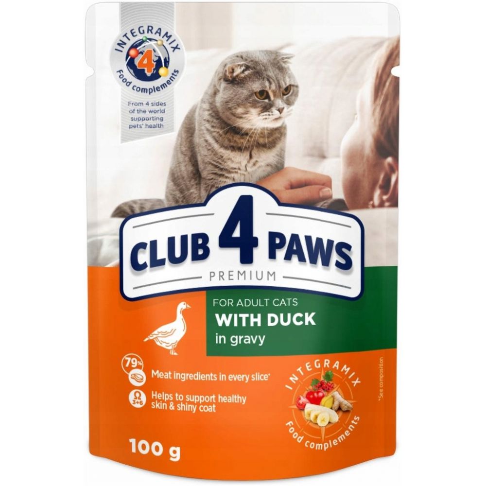 Club 4 Paws Mokra Karma Dla Dorosłych Kotów Kaczka w Sosie 100 g