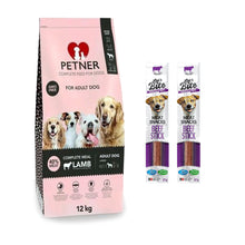 Pakiet Petner L Jagnięcina Large Adult 12 kg Karma Dla Psów Dorosłych Dużych Ras + 2 x Brit Lets Bite Beef Stick 12 g Gratis