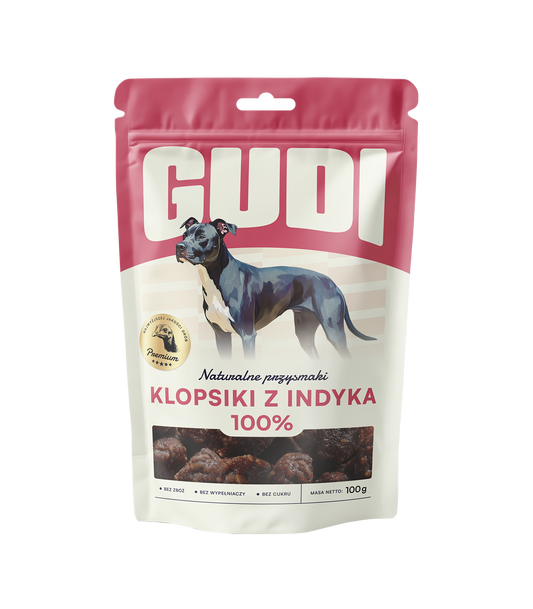 GUDI Klopsiki Indyk 100g naturalne przysmaki dla psa