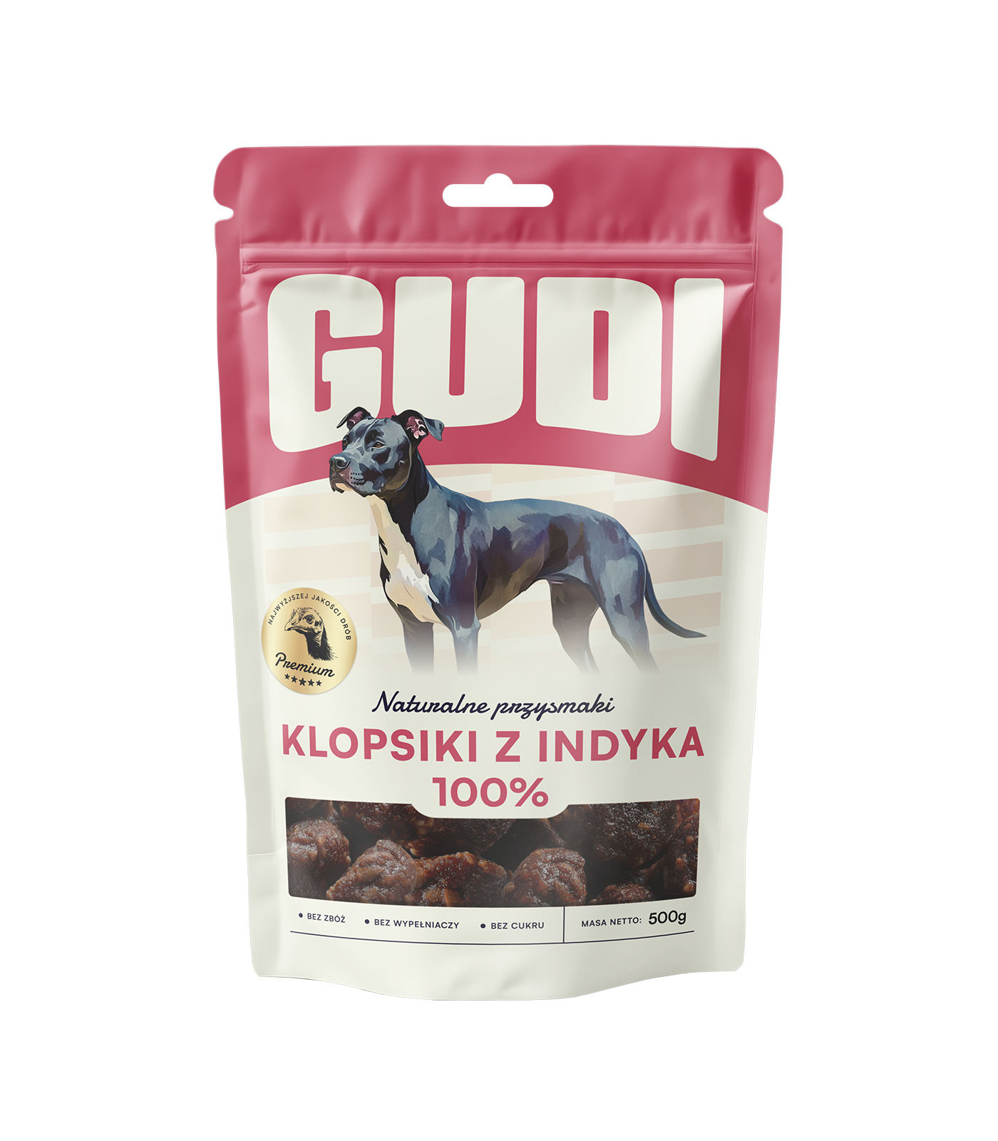 Miękkie smakołyki dla Psa GUDI Klopsiki z Indykiem 500g 100% Mięsa