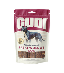 GUDI Paski mięsne Wołowina 500g naturalne przysmaki dla psa