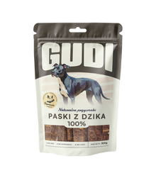 GUDI Paski mięsne Dzik 500g naturalne przysmaki dla psa