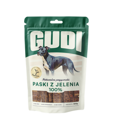 GUDI Paski mięsne Jeleń 500g naturalne przysmaki dla psa