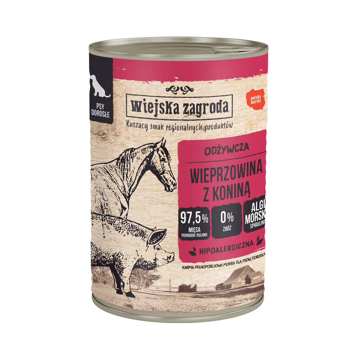Wiejska Zagroda Wieprzowina z koniną 400g karma mokra dla psów dorosłych
