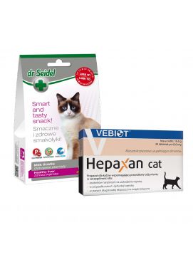 Pakiet Hepaxan Cat Preparat Dla Kotów z Problemami Uszkodzonej Wątroby 30 Tabletek + Dr Seidel Smakołyki Dla Kotów Na Zdrową Wątrobę 50 g GRATIS!